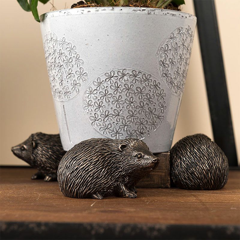 ハリネズミのフィギュア付き鉢 Potty Feet 鉢置き ハリネズミ】 Bronze Hedgehog 00174【メーカー直送
