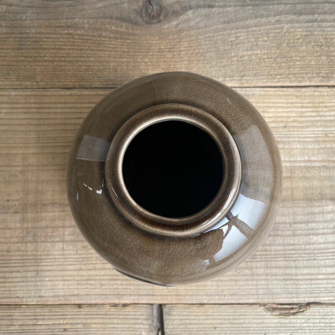 フラワーベース 陶器製 花瓶 チェスナッツブラウン キューガーデンズ